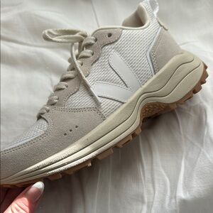 Veja White and Cream Sneakers